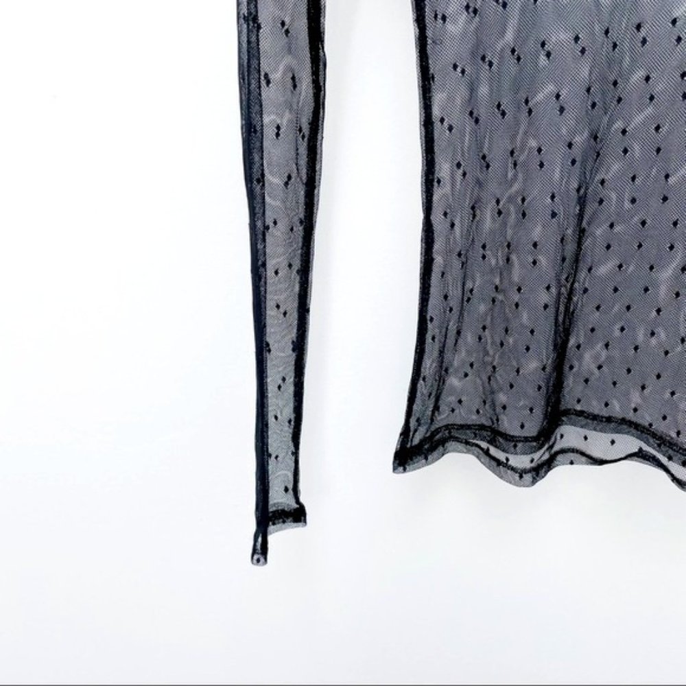 Sheer Lace Long Sleeve High Neck Top